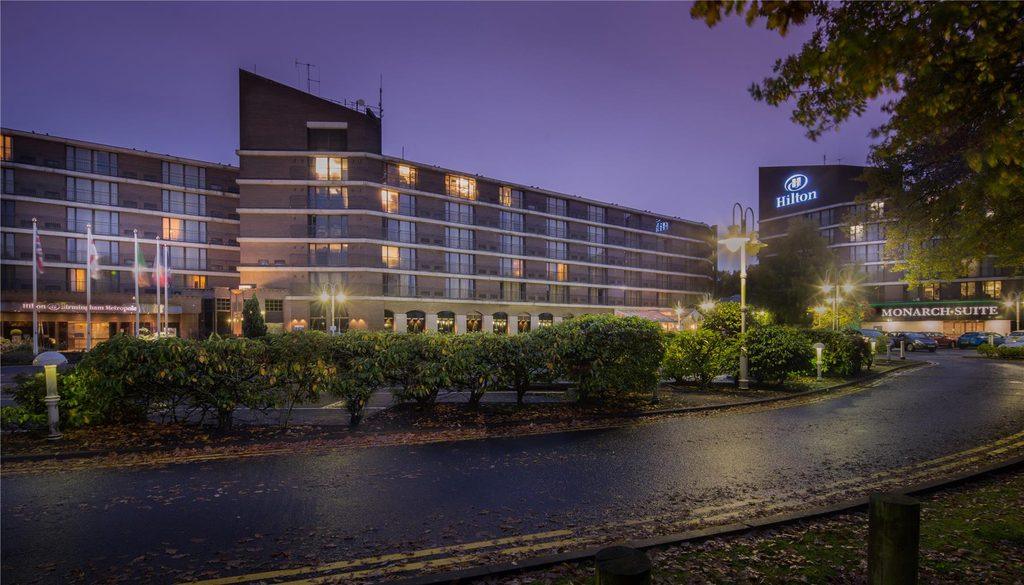 Photo of the exterior of the Birmingham Hilton Metropole hotel.